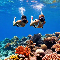 Caribbean Holidays, January Escapes, Couple snorkelling over a colourful coral reef in clear Turks and Caicos water