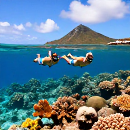 Caribbean Holidays, January Escapes, Couple snorkelling over colourful coral reef in crystal-clear Caribbean water near the US Virgin Islands