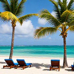 Caribbean Holidays, January Escapes, Relaxing adults-only beachfront resort in Tobago during January, bright turquoise sea, palm trees, comfortable sun loungers and a peaceful tropical atmosphere