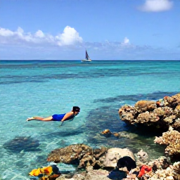 Caribbean Holidays, January Escapes, Snorkeller exploring clear Caribbean water beside a coral reef near the Grenadines, with colourful fish and a small sailing boat in the distance