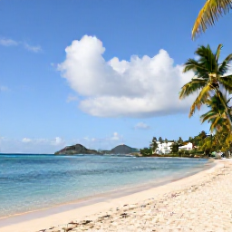 Caribbean Holidays, January Escapes, Sunny Caribbean beach on Saint Vincent with calm turquoise water, palm trees and a comfortable all-inclusive resort setting
