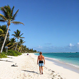Caribbean Holidays, January Escapes, Traveller walking along a quiet tropical beach in Turks and Caicos beneath a clear January sky