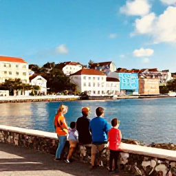 Caribbean Holidays, January Family Holidays, A family exploring Charlotte Amalie waterfront and colourful historic buildings on St Thomas in warm January sunshine