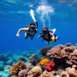 Caribbean Holidays, January Family Holidays, A family snorkelling near a colourful coral reef in the Turks and Caicos Islands, with tropical fish visible in clear blue water