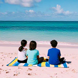 Caribbean Holidays, January Family Holidays, A relaxed family picnic overlooking a pink-sand beach and turquoise sea in Bermuda during a clear January afternoon