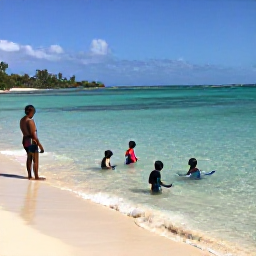 Caribbean Holidays, January Family Holidays, Children snorkelling in calm clear Caribbean water near Saint Kitts while parents supervise from a sandy beach