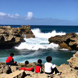 Caribbean Holidays, January Family Holidays, Families discovering Cura&ccedil;ao's natural landscape at Shete Boka National Park, viewing waves breaking against rugged coastal rocks