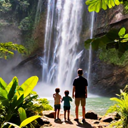 Caribbean Holidays, January Family Holidays, Family exploring Saint Lucia rainforest with a guide, viewing waterfalls and lush tropical plants in warm January sunshine