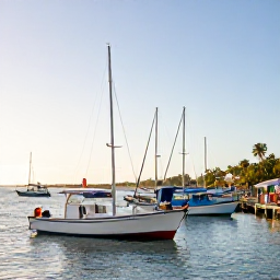 Caribbean Holidays, January Fishing, A bright January morning at a Barbados marina, colourful fishing boats ready for a day on the Atlantic