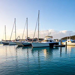 Caribbean Holidays, January Fishing, A bright January morning at a Saint Barth&eacute;lemy marina, fishing boats ready for a day on clear Caribbean water