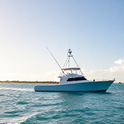 Caribbean Holidays, January Fishing, A bright January morning over turquoise water beside Providenciales, with a modern fishing boat ready for a day at sea
