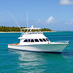 Caribbean Holidays, January Fishing, A modern sport-fishing charter boat on clear Caribbean water, with rods ready and the coastline of Saint Kitts in the distance
