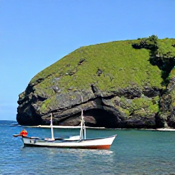 Caribbean Holidays, January Fishing, A traditional fishing boat near Saba's steep green volcanic coastline under a clear January sky