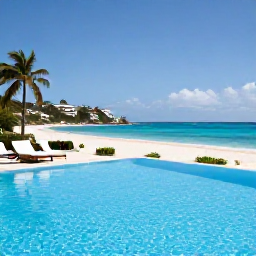 Caribbean Holidays, January Getaway, Adults-only resort pool overlooking a bright Caribbean beach on Saint Martin in January, with sun loungers and clear blue water