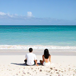 Caribbean Holidays, January Getaway, Couple relaxing on a quiet white-sand beach in Grand Cayman, clear turquoise sea and gentle January sunshine