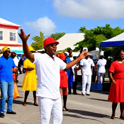 Caribbean Holidays, January Holidays, Colourful January street festival in Basseterre, Saint Kitts, with local musicians, dancers and visitors enjoying Caribbean culture