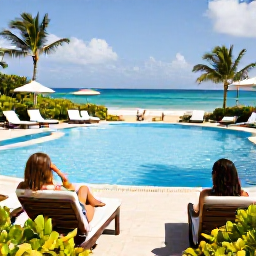 Caribbean Holidays, January Holidays, Guests relaxing beside an all-inclusive resort pool overlooking the Caribbean Sea, with sun loungers, tropical gardens and January sunshine