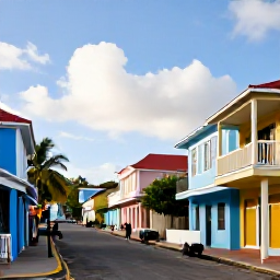 Caribbean Holidays, January Holidays, Historic streets and colourful buildings in Basseterre, Saint Kitts, with visitors exploring the town on a sunny January morning
