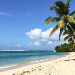Caribbean Holidays, January Holidays, Sunny Caribbean beach in Trinidad and Tobago in January, with calm turquoise water, palm trees and a relaxed holiday atmosphere