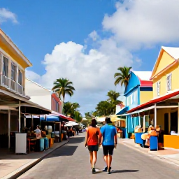 Caribbean Holidays, January Honeymoons, Couple exploring colourful Nassau streets and historic buildings, local market stalls and tropical island light
