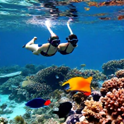 Caribbean Holidays, January Honeymoons, Couple snorkelling above a vibrant coral reef near the Turks and Caicos Islands, with tropical fish in clear Caribbean water