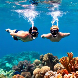 Caribbean Holidays, January Honeymoons, Couple snorkelling over colourful coral and tropical fish in clear Caribbean water near St John