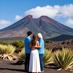 Caribbean Holidays, January Honeymoons, Newlywed couple exploring Montserrat's volcanic landscape near the Soufriere Hills volcano with an expert local guide