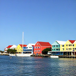 Caribbean Holidays, January Hotspots, Colourful waterfront buildings and boats in Philipsburg, Sint Maarten, photographed in clear January sunshine