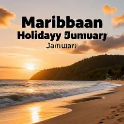 Caribbean Holidays, January Instagram, A spectacular sunset over Maracas Bay in Trinidad, with golden light on the beach, green hills and gentle waves