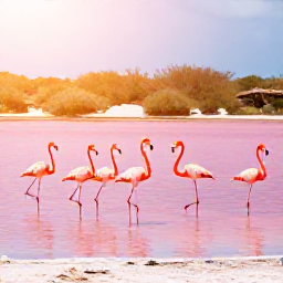 Caribbean Holidays, January Instagram Hotspots, A pink salt lake with tall flamingos standing in shallow water near Jan Kok, Cura&ccedil;ao, surrounded by dry Caribbean scrub and warm sunlight