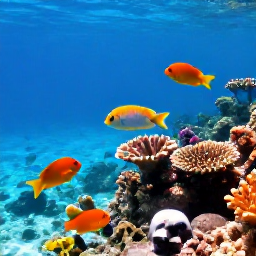 Caribbean Holidays, January Instagram Hotspots, Brightly coloured tropical fish and coral beneath clear shallow water at Smith's Reef, Providenciales, Turks and Caicos Islands