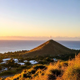 Caribbean Holidays, January Instagram Hotspots, Golden sunrise over Timothy Hill, Saint Kitts, with the Atlantic Ocean and Caribbean Sea visible beneath a clear January sky