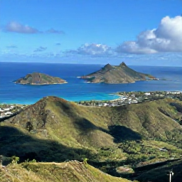 Caribbean Holidays, January Instagram Hotspots, Panoramic view from Colombier viewpoint in Saint Barth&eacute;lemy, rugged green hills, blue Caribbean sea and distant islands in January sunshine