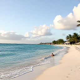 Caribbean Holidays, January Instagram Spots, A calm January afternoon at Mullet Bay Beach in Sint Maarten, showing clear turquoise water, pale sand, palm trees and a snorkeller near the shore