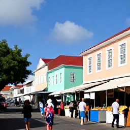 Caribbean Holidays, January Instagram Spots, A colourful January street in Marigot, Saint Martin, with pastel buildings, a lively market, local food stalls and visitors taking stylish travel photographs