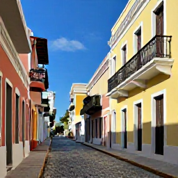 Caribbean Holidays, January Instagram Spots, Colourful colonial buildings and cobbled streets in bright morning light at Old San Juan, Puerto Rico