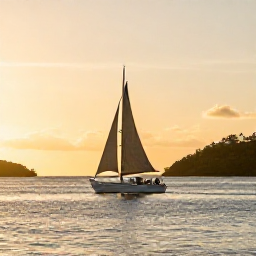 Caribbean Holidays, January Instagram Spots, Golden-hour coastal photograph in the British Virgin Islands with a sailing boat, calm sea and warm evening light