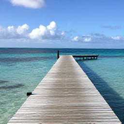Caribbean Holidays, January Instagram Spots, Wooden jetty extending into clear turquoise water at Leeward Beach in the Turks and Caicos Islands, sunny January morning and calm sea