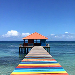 Caribbean Holidays, January Instagram, The colourful wooden jetty at Pigeon Point in Tobago extending into clear blue Caribbean water beneath a sunny sky