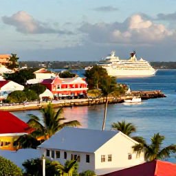 Caribbean Holidays, January Island Hopping, A bright January morning overlooking Basseterre harbour, Saint Kitts, with colourful buildings, palm trees and a cruise-free Caribbean atmosphere