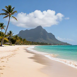 Caribbean Holidays, January Island Hopping, A peaceful golden-sand beach on Nevis in January, with swaying palms, turquoise water and Mount Nevis rising in the background