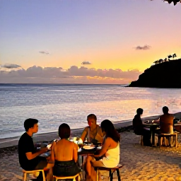 Caribbean Holidays, January Island Hopping, A relaxed Caribbean evening on a Saint Kitts and Nevis beach, with warm light, calm water and travellers dining outdoors