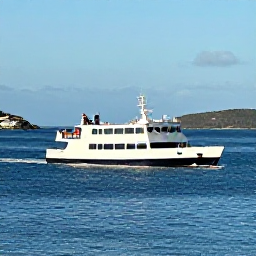 Caribbean Holidays, January Island Hopping, A small Caribbean ferry crossing between Saint Kitts and Nevis, with blue sea, distant islands and passengers enjoying the warm January sunshine