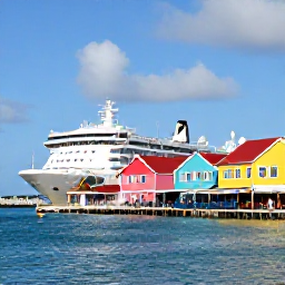 Caribbean Holidays, January Island Hopping, Colourful waterfront in Philipsburg, Sint Maarten, with cruise ships, shops, restaurants and pedestrians beneath a sunny Caribbean sky