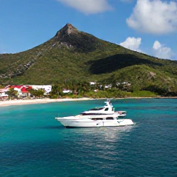 Caribbean Holidays, January Luxury Holidays, A private yacht cruising past the green hills and turquoise bays of Saint Martin and Sint Maarten on a sunny January day