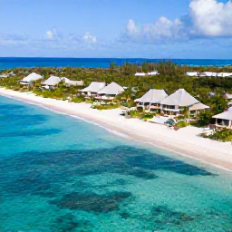 Caribbean Holidays, January Luxury Holidays, Aerial view of a luxury beachfront resort, turquoise water and white sand beach in the Turks and Caicos Islands in January sunshine