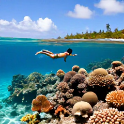 Caribbean Holidays, January Luxury Holidays, Visitors snorkelling above a colourful coral reef in clear shallow water near Providenciales, Turks and Caicos Islands