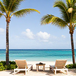 Caribbean Holidays, January Luxury, Luxury beachfront resort on Saint Martin in January, bright Caribbean sunshine, calm turquoise sea, elegant loungers and palm trees