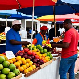 Caribbean Holidays, January Martinique, Colourful Fort-de-France market in Martinique with tropical fruit, spices, flowers, local food and friendly shoppers