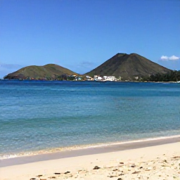 Caribbean Holidays, January Montserrat, Sunny Caribbean beach on Montserrat in January, calm turquoise water, volcanic hills in the background, relaxed holiday atmosphere